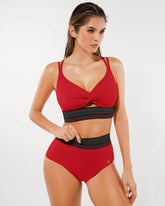High-Waisted Two-Piece Bikini, Snakeskin Print Push-Up Swimsuit with Ruched Front