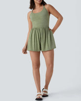 Backless Twisted Side Pocket 2-in-1 Resort Romper-Easy Peezy Edition