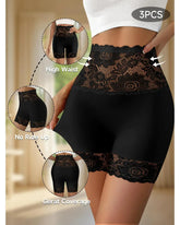 High-Waist Shapewear Shorts, Lace Tummy Control
