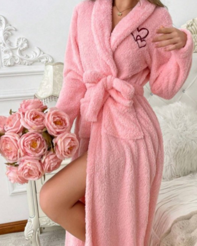 Soft Heart Cozy And Elegant Embroidery Women Plush Robe