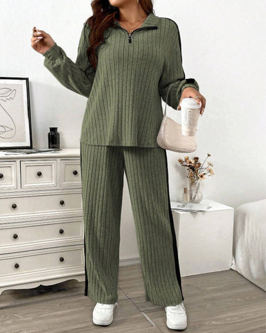 Women’s Designer Sweatshirt & Wide-Leg Pants Set