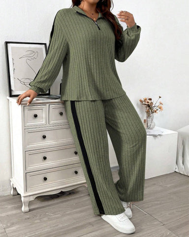 Women’s Designer Sweatshirt & Wide-Leg Pants Set