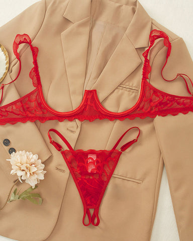 Women's Lace Sheer Sexy Lingerie Two-piece Set