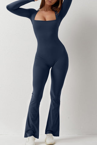 Shape-curve Jumpsuits for Women Square Neck Wide Leg Full Length Romper Playsuit