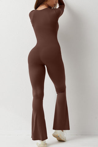 Shape-curve Jumpsuits for Women Square Neck Wide Leg Full Length Romper Playsuit