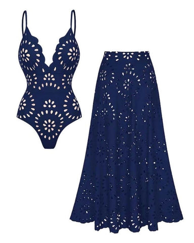Shapejelly® Flower Hollow One Piece Swimsuit and Skirt