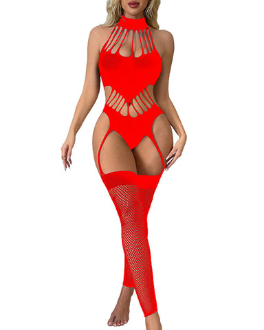 Sexy lingerie backless see-through one-piece crothless mesh bodystockings