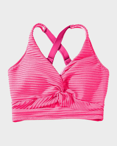 Textured Knot-Front High-Waisted Bikini Set