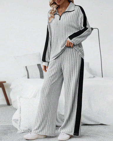 Women’s Designer Sweatshirt & Wide-Leg Pants Set