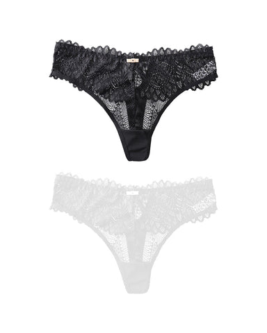 2-Pack Women’s Transparent Hollow Cross Lace Thongs