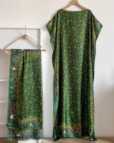 Women's Peacock Print Cape Shawl & Scarf Set – Elegant Beach Swim Cover-Up