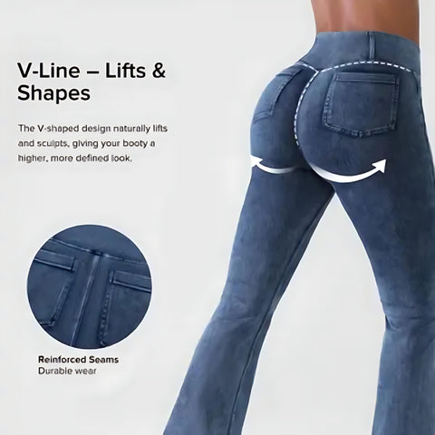 Shapejelly Crossover Denim Side Pockets Sculpting Leggings