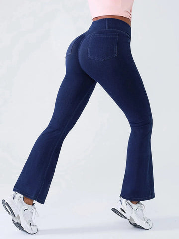 Shapejelly Crossover Denim Side Pockets Sculpting Leggings