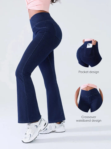 Shapejelly Crossover Denim Side Pockets Sculpting Leggings