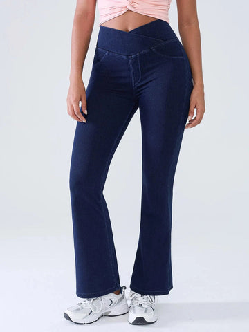 Shapejelly Crossover Denim Side Pockets Sculpting Leggings