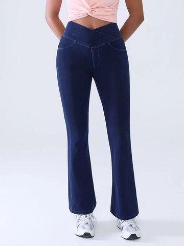 Shapejelly Crossover Denim Side Pockets Sculpting Leggings