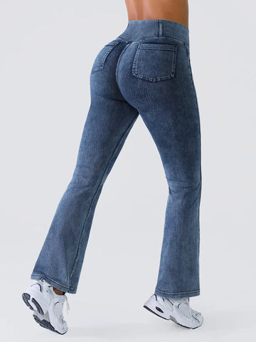 Shapejelly Crossover Denim Side Pockets Sculpting Leggings