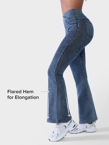 Shapejelly Crossover Denim Side Pockets Sculpting Leggings