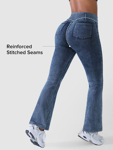 Shapejelly Crossover Denim Side Pockets Sculpting Leggings