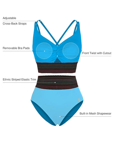High-Waisted Two-Piece Bikini, Snakeskin Print Push-Up Swimsuit with Ruched Front