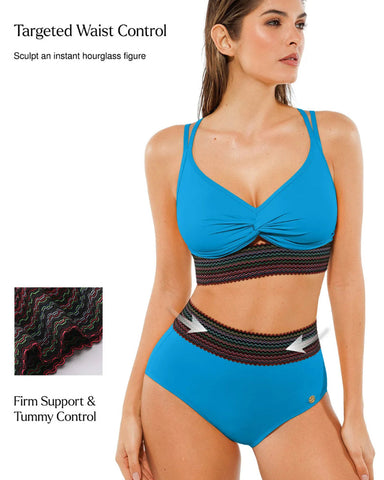 High-Waisted Two-Piece Bikini, Snakeskin Print Push-Up Swimsuit with Ruched Front