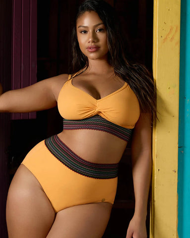 High-Waisted Two-Piece Bikini, Snakeskin Print Push-Up Swimsuit with Ruched Front