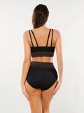 High-Waisted Two-Piece Bikini, Snakeskin Print Push-Up Swimsuit with Ruched Front