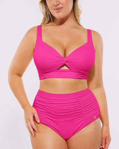 High-waisted shaping two-piece bikini set, designed to create a flattering silhouette