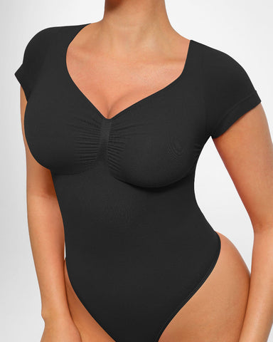 Women’s V-Neck Compression Bodysuit – Seamless Shapewear Top