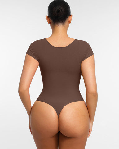 Women’s V-Neck Compression Bodysuit – Seamless Shapewear Top