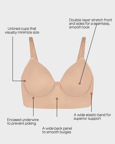 Shapejelly Delia Plus Size Seamless Full Coverage Underwire Longline Bra