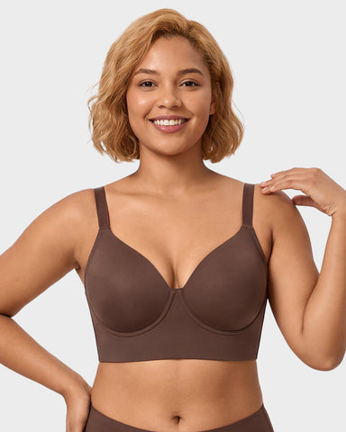 SHAPECURVE Delia Plus Size Seamless Full Coverage Underwire Longline Bra