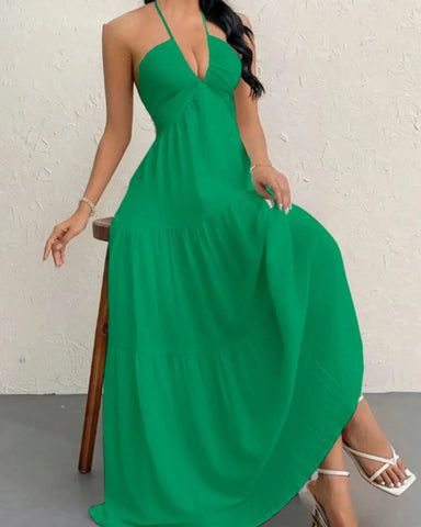 Women's Summer Sleeveless Loose A Line Plain Dress