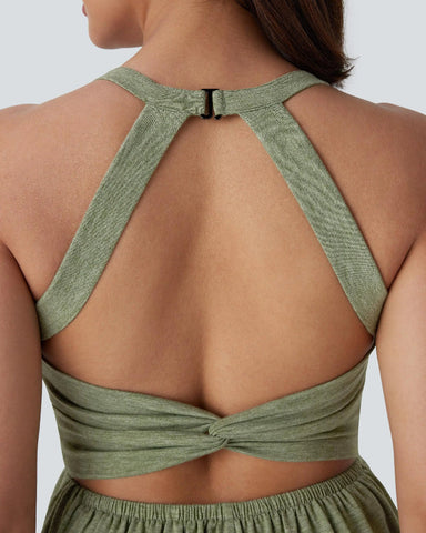Backless Twisted Side Pocket 2-in-1 Resort Romper-Easy Peezy Edition