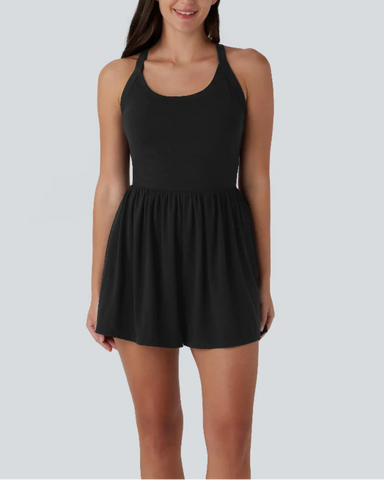 Backless Twisted Side Pocket 2-in-1 Resort Romper-Easy Peezy Edition