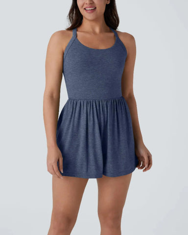 Backless Twisted Side Pocket 2-in-1 Resort Romper-Easy Peezy Edition