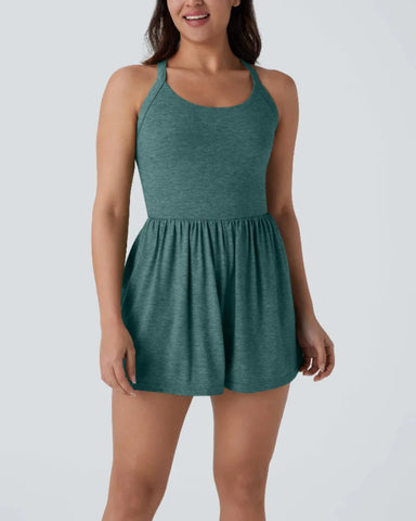 Backless Twisted Side Pocket 2-in-1 Resort Romper-Easy Peezy Edition