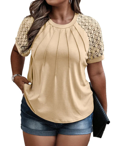 Summer Plus Size Lace Blouse Tee (1X–5X)