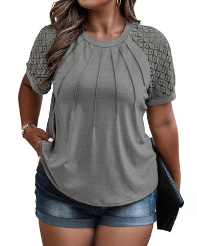 Summer Plus Size Lace Blouse Tee (1X–5X)