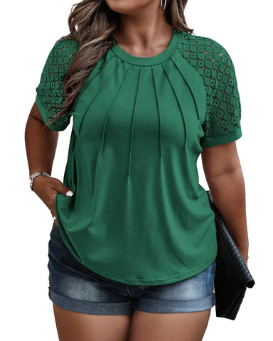 Summer Plus Size Lace Blouse Tee (1X–5X)