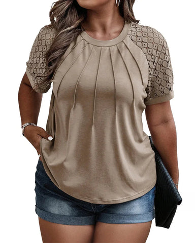 Summer Plus Size Lace Blouse Tee (1X–5X)