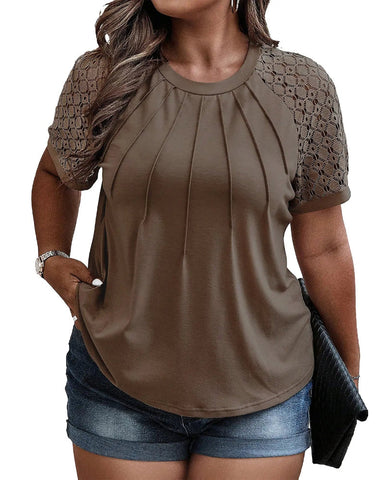 Summer Plus Size Lace Blouse Tee (1X–5X)