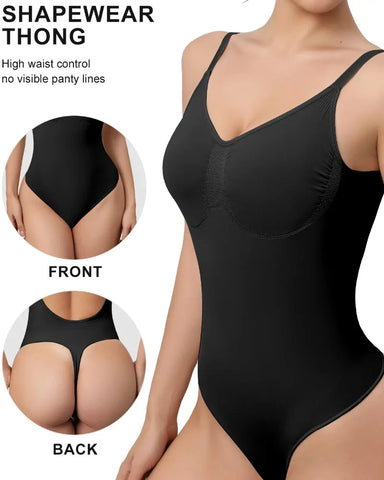 Seamless V-Neck Shapewear Bodysuit – Tummy Control