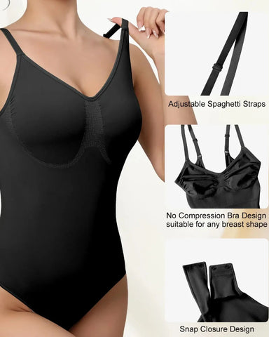 Seamless V-Neck Shapewear Bodysuit – Tummy Control