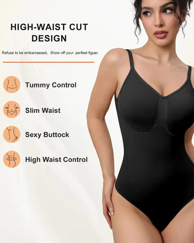 Seamless V-Neck Shapewear Bodysuit – Tummy Control