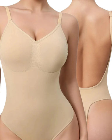 Seamless V-Neck Shapewear Bodysuit – Tummy Control
