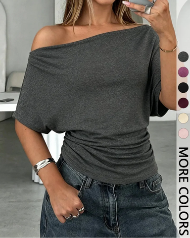 Women’s Asymmetrical Knit Top Loose Fit Batwing Sleeve