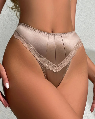 5Pcs Seamless Lace Low Rise Thong for Women Soft Stretch Panties