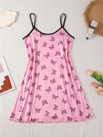 Sexy Butterfly Print Cami Sleep Dress