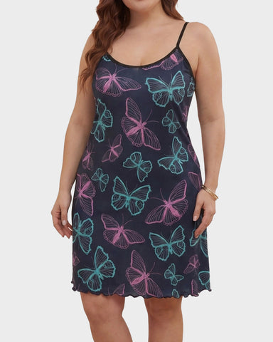 Sexy Butterfly Print Cami Sleep Dress